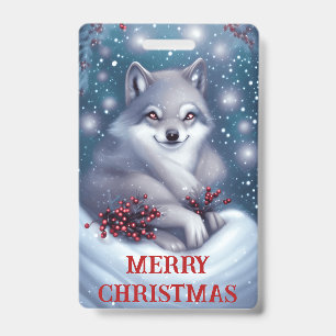 Christmas Wolf - Badge