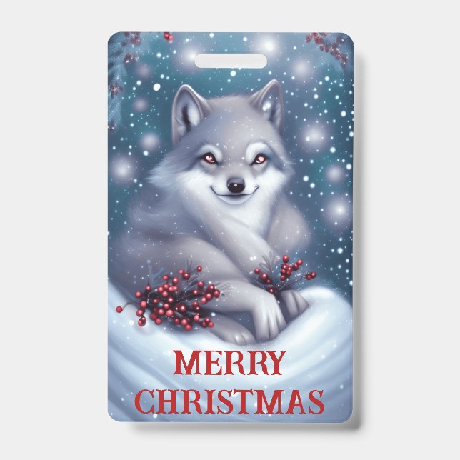 Christmas Wolf - Badge (Front)