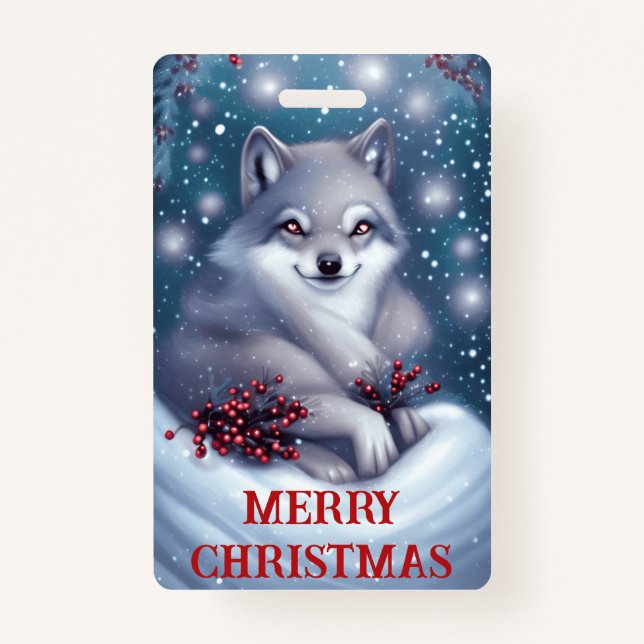 Christmas Wolf - Badge (Front)
