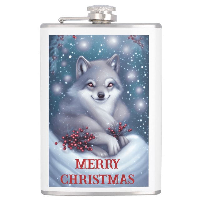 Christmas Wolf - Flask (Front)