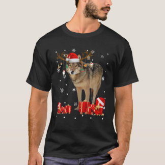 Christmas Wolf Funny Santa Reindeer Wolf Lover Gif T-Shirt