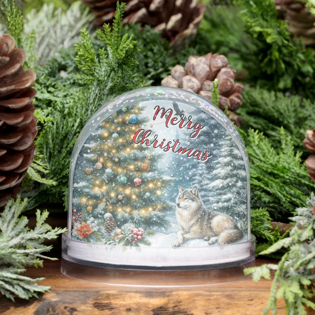 Christmas Wolf Winter Snow Globe (Winter)