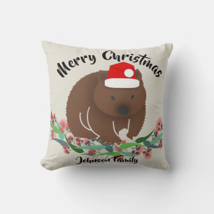 Christmas Wombat Throw Pillow
