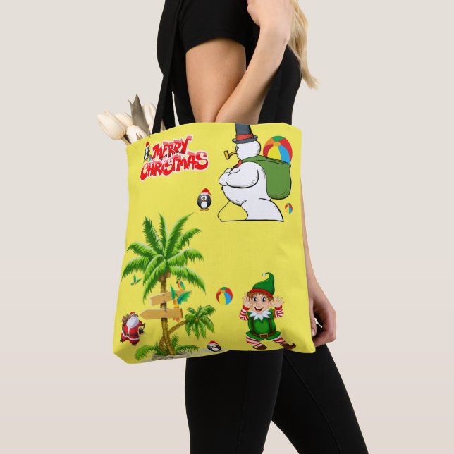 Christmas Women's Tote Bags, Beach Santa (Close Up)