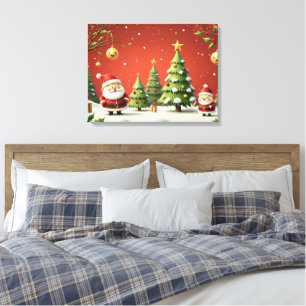 Christmas Wonderland with Santa & Trees Canvas Print
