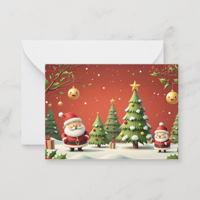 Christmas Wonderland with Santa & Trees Card (Front)