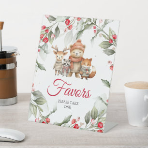 Christmas Woodland Animals Baby Shower Favours Sig Pedestal Sign