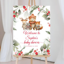 Christmas Woodland Animals Baby Shower Welcome