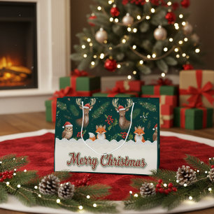 Christmas Woodland Animals Cute Forest Animals Large Gift Bag