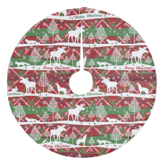 Christmas Woodland Animals Fleece Tree Skirt (Front)