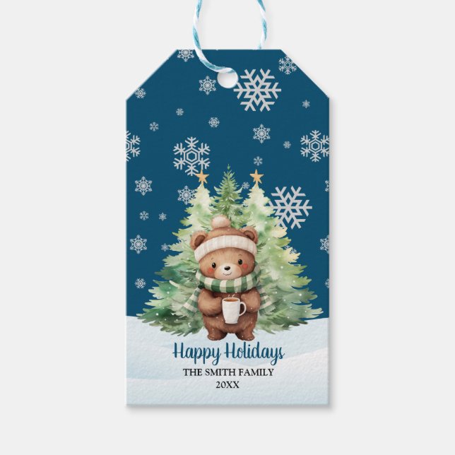 CHRISTMAS WOODLAND BEAR GIFT TAGS (Front)