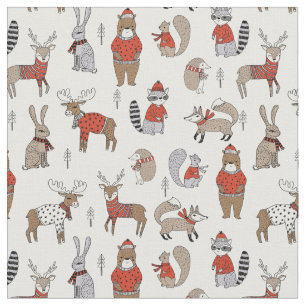 Christmas Woodland Critters Fabric