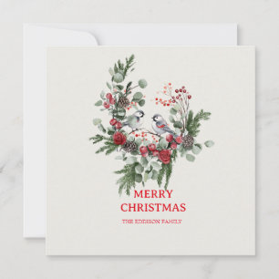 Christmas Woodland Minimalist Simple Holiday 1  Card