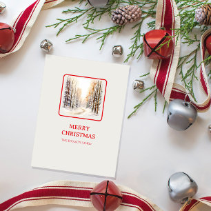Christmas Woodland Minimalist Simple Holiday  Postcard