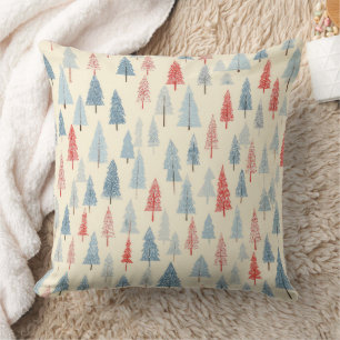 Christmas Woodland Tree Scandinavian Pattern Throw Pillow