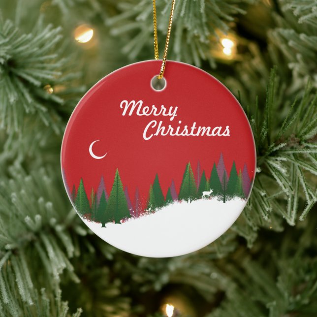 Christmas Woods Scene Circle Ornament (Tree)