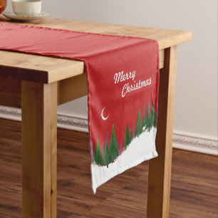 Christmas Woods Scene Table Runner
