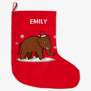 Christmas Wooly Mammoth Customizable 2-Sided Large Christmas Stocking