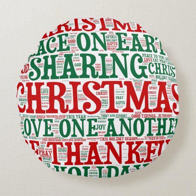 Christmas Word Art Cloud 1-ROUND PILLOW (Front)