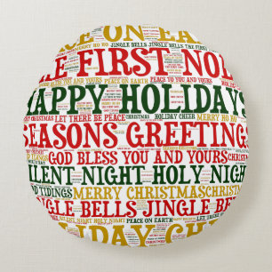 Christmas Word Art Cloud 2-ROUND PILLOW