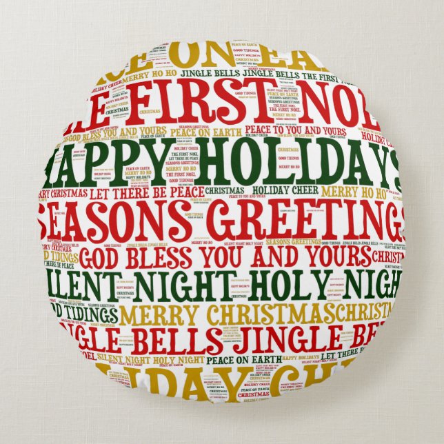 Christmas Word Art Cloud 2-ROUND PILLOW (Front)