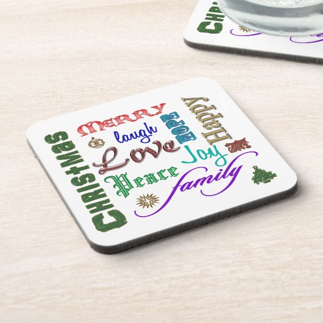 Christmas Word Art Coaster (Left Side)
