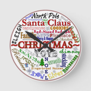 Christmas Word-Art - Wall Clock