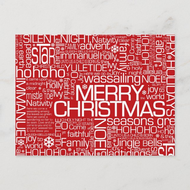 Christmas Word Collage Holiday Postcard (Front)