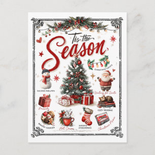 Christmas Word Collage Postcard