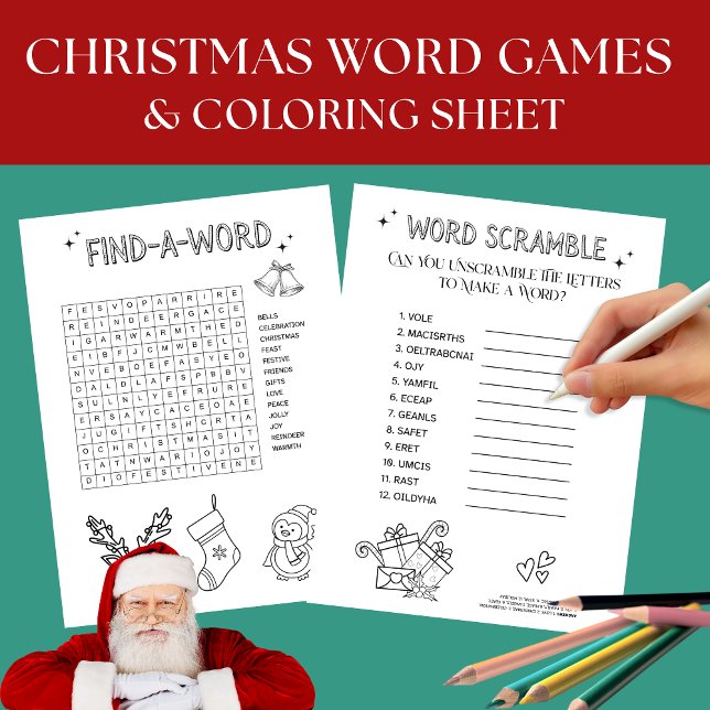 Christmas Word Games for Kids Paper Sheet (Creator Uploaded)
