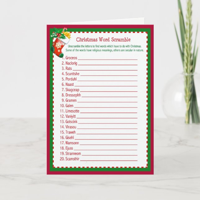 Christmas Word Scramble Holiday Card (Front)
