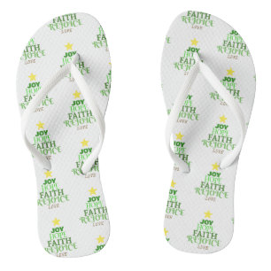 Christmas Words Christmas Tree Pair of Flip Flops
