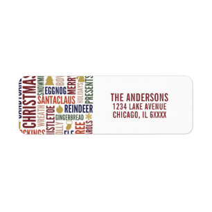 Christmas Words Holiday Address Label