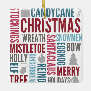 Christmas Words Holiday Ceramic Ornament