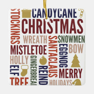 Christmas Words Holiday Ceramic Ornament
