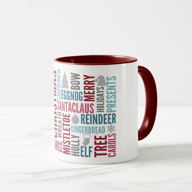 Christmas Words Holiday Coffee Mug (Front Right)