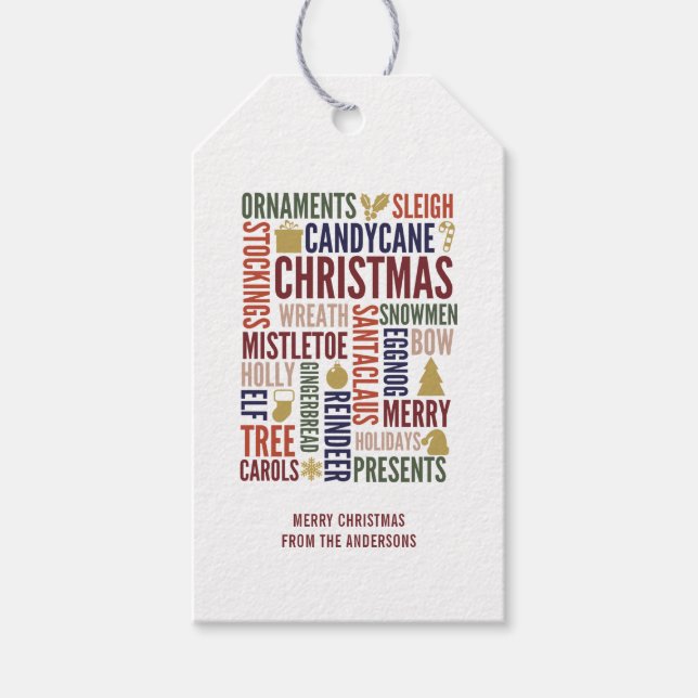 Christmas Words Holiday Gift Tag (Front)