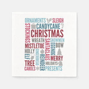 Christmas Words Holiday Paper Napkin