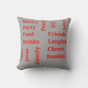 christmas words in bold typography  throw pillow