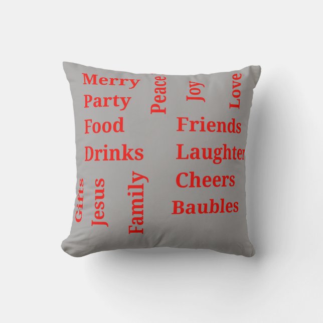 christmas words in bold typography  throw pillow (Front)