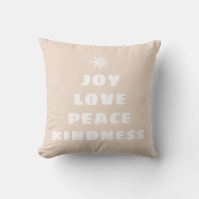 Christmas Words Neutral Throw Pillow (Front)