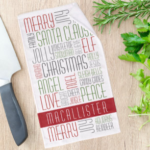Christmas Words Personalized Towel