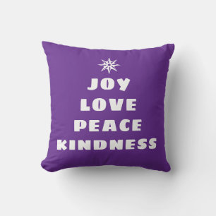 Christmas Words Purple Throw Pillow