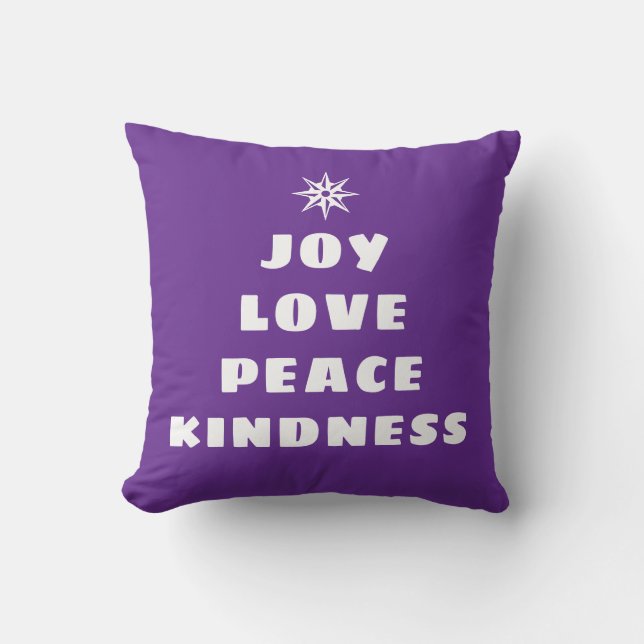 Christmas Words Purple Throw Pillow (Front)