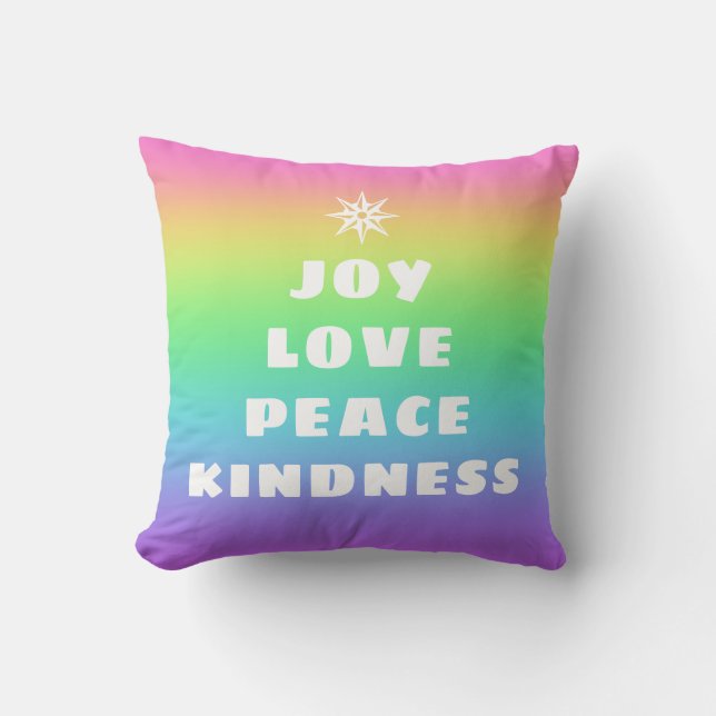 Christmas Words Rainbow Throw Pillow (Front)