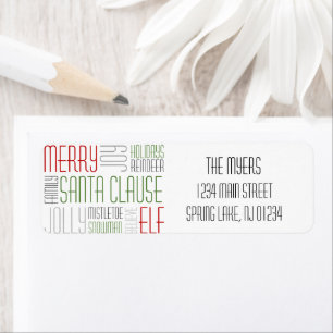 Christmas Words Return Label - Holidayzfordayz