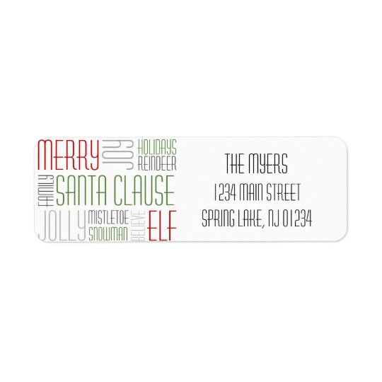 Christmas Words Return Label - Holidayzfordayz Return Address Label