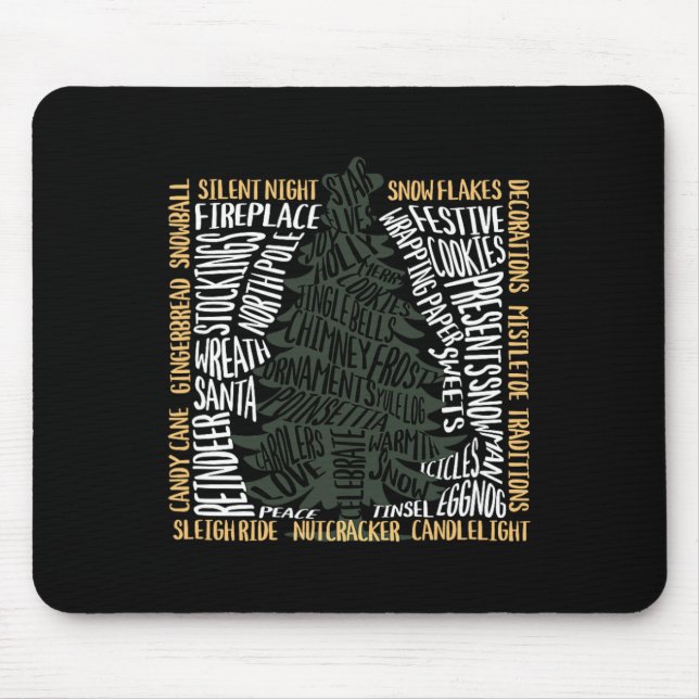 Christmas Words Tree Unique Holiday Design  Mouse Pad (Front)