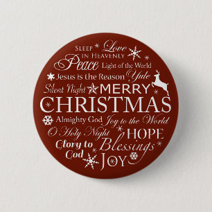 Christmas Words Typography 2 Inch Round Button