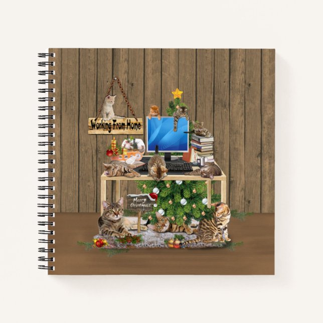 Christmas-Working from Home with my Cats Notebook (Front)